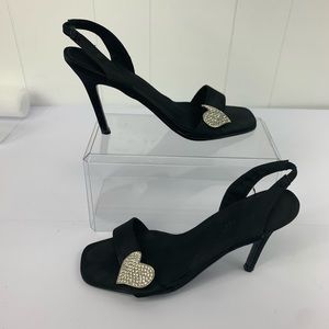Colon Stuart Satin Heart Slingback Heels